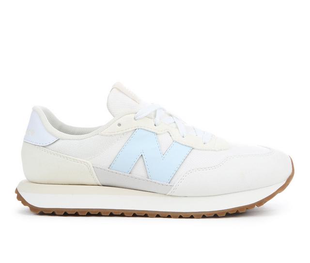 Girls' New Balance Big Kid 237 Running Shoes in White/Sea Salt color