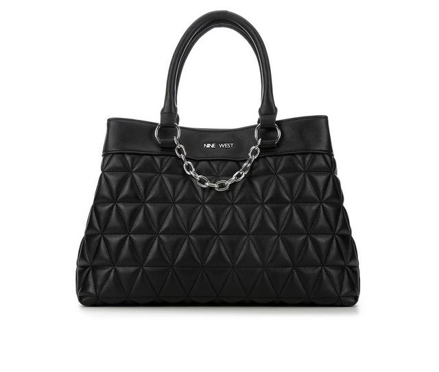 Nine West Judilee Satchel Crossbody Handbag in Black Quilt color