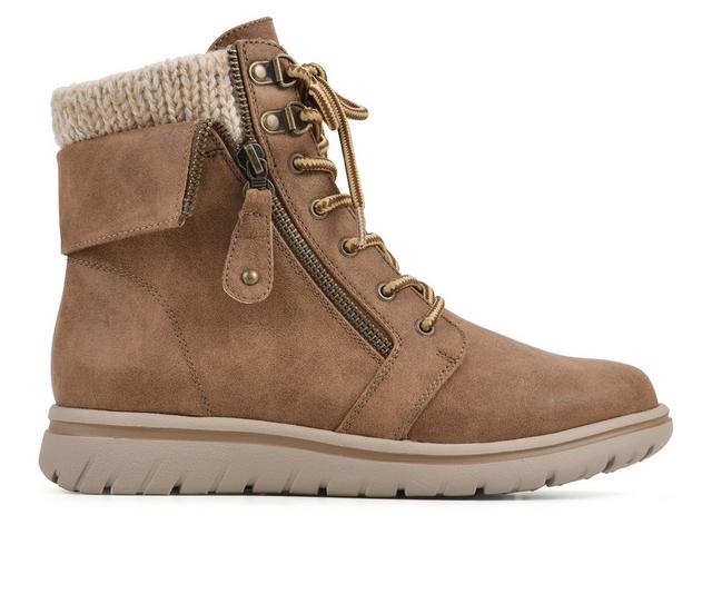 Women's Cliffs by White Mountain Hope Lace Up Booties in Tan color