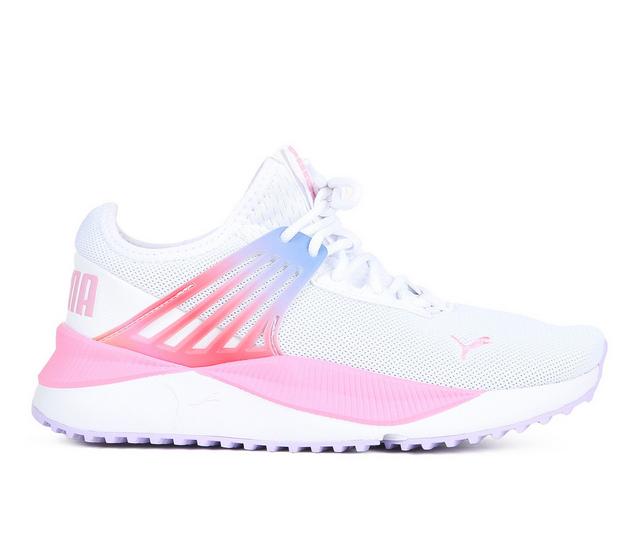 Girls' Puma Big Kid Pacer Future Sunset Junior Running Shoes in White/Pink color