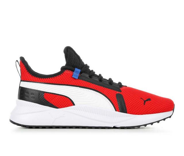 Men's Puma Pacer Future Street Knit Slip-On Sneakers in Red/Wht/Blk/Blu color