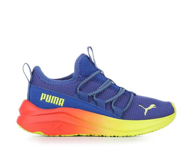 Boys' Puma Little Kid & Big Kid Softride One4All Fade Running Shoes in Blue/Yellow/Org color