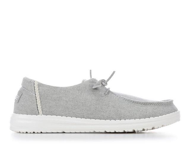 Women's HEYDUDE Wendy Chambray Braid Slip-On Shoes in Grey color