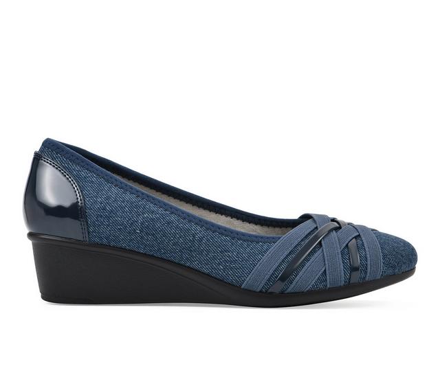 Women's Cliffs by White Mountain Bowie Wedge in Dark Blue Denim color
