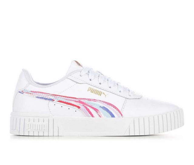 Women's Puma Carina 2.0 Brushed Sneakers in White/Orchid color