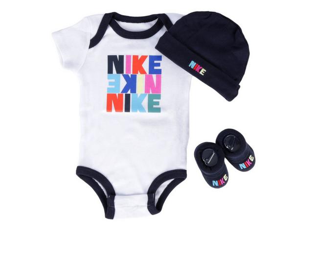 Nike Bucket Hat/Bodysuit Set in Wht/Blue/Rd color
