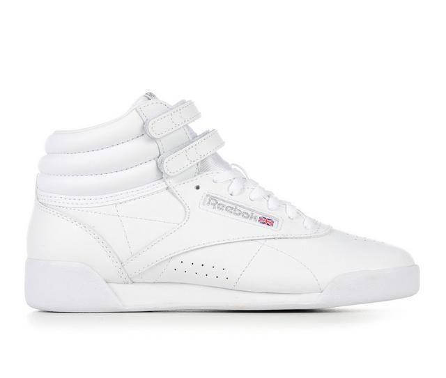 Girls' Reebok Big Kid Freestyle Hi High-Top Sneakers in White/White color