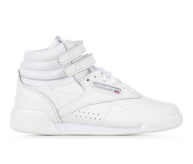 Girls' Reebok Little Kid Freestyle Hi Basketball Shoes in White/White color