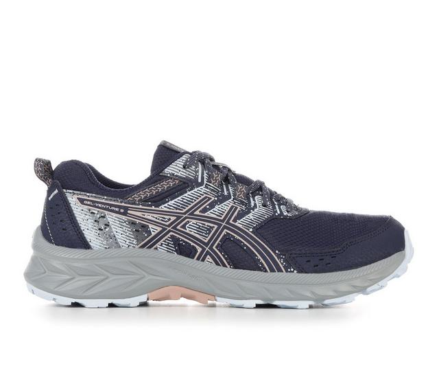 Women's ASICS Gel Venture 9 Trail Running Shoes in Navy/Fawn color