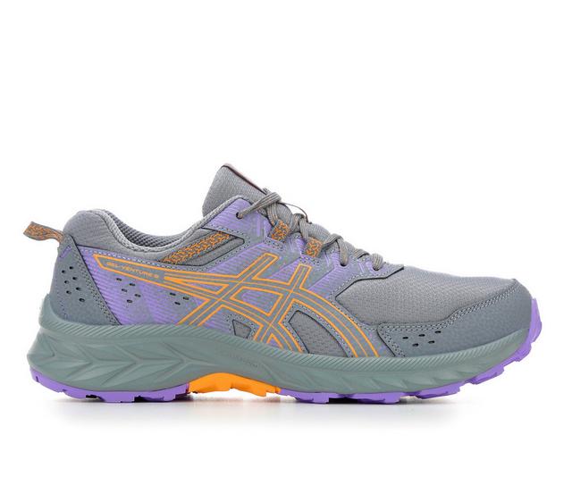 Women's ASICS Gel Venture 9 Trail Running Shoes in Grey/Purp/Orang color