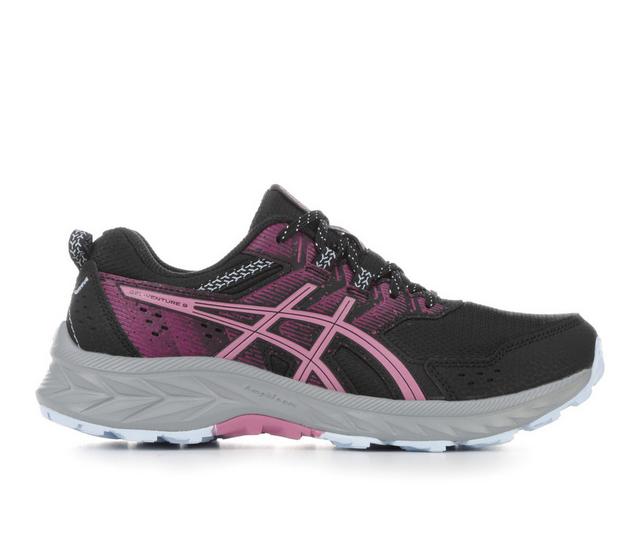 Women's ASICS Gel Venture 9 Trail Running Shoes in Black/Berry color