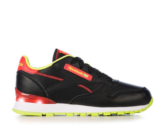 Boys' Reebok Little Kid Classic Step N Flash Light-Up Running Shoes in Black/Orange color