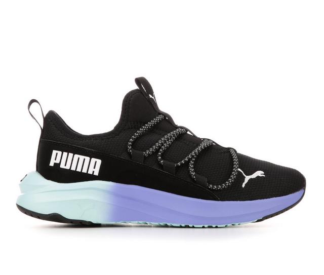 Girls' Puma Big Kid SoftRide One4All Fade Running Shoes in Black/Blue Fade color