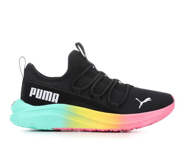 Girls' Puma Big Kid SoftRide One4All Fade Running Shoes in Black/Multi color