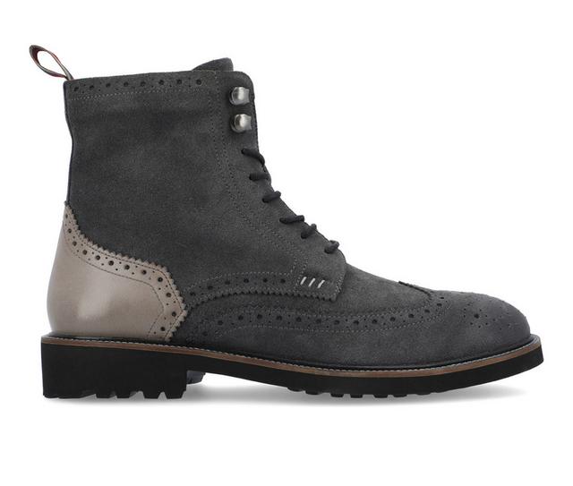 Men's Thomas & Vine Welch Wingtip Dress Boots in Charcoal color