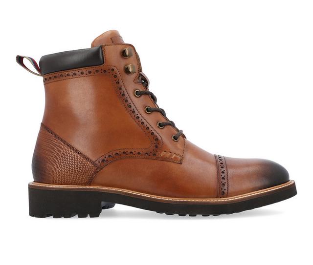 Men's Thomas & Vine Tyrus Cap Toe Dress Boots in Cognac color