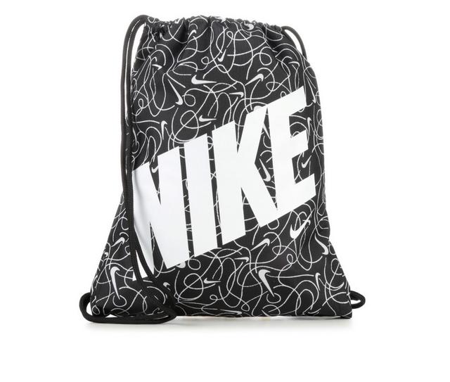 Nike Youth Printed Drawstring Bag in Yth Blk/Wht color