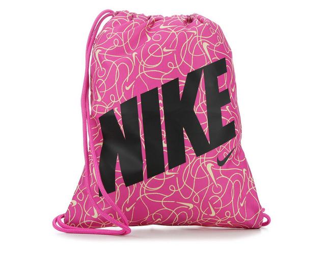 Nike Youth Printed Drawstring Bag in Fuchsia/Citron color
