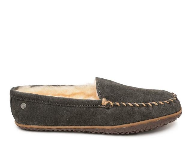 Minnetonka Men's Skeepskin Tobie Loafer Slippers in Charcoal color