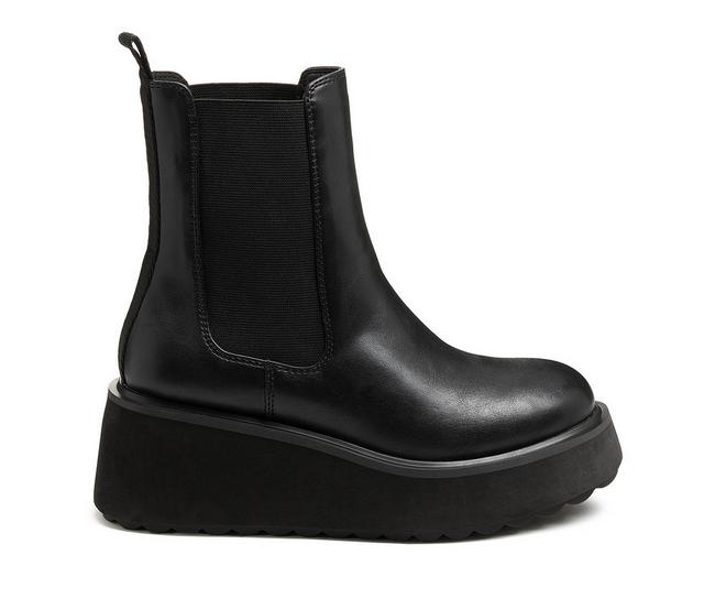 Women's Rocket Dog Heyday Platform Booties in Black Smooth color