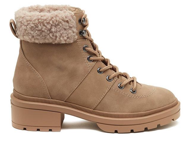 Women's Rocket Dog Icy Heeled Lace Up Boots in Taupe color