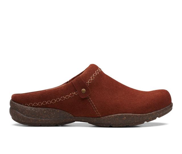 Women's Clarks Roseville Sky Clogs in Mahogany Suede color
