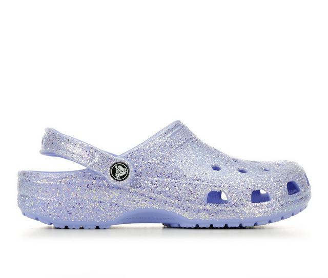 Women's Crocs Classic Glitter Clogs in Moon Jelly color