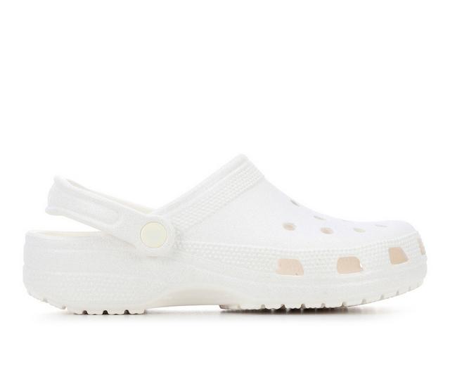 Adults' Crocs Classic Glitter Clogs in White color