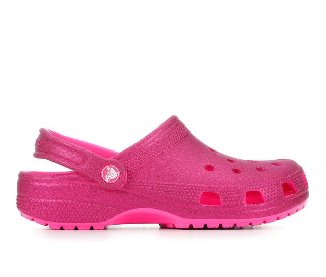 Adults' Crocs Classic Glitter Clogs in Pink Crush color