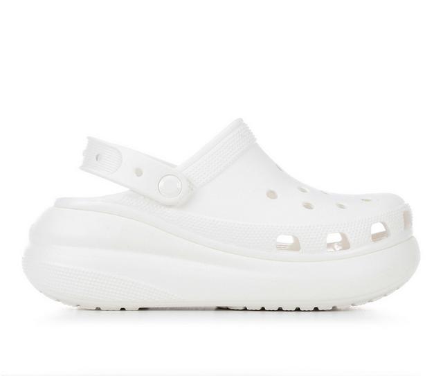 Women's Crocs Classic Crush Platform Clogs in White color