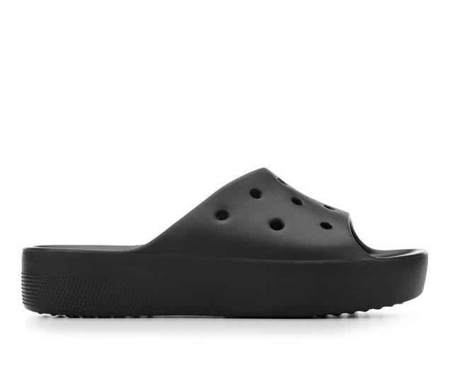 Women's Crocs Classic Platform Slides in Black color