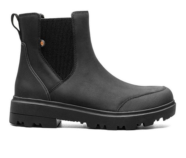 Women's Bogs Footwear Holly Chelsea Leather Chelsea Winter Boots in Black color