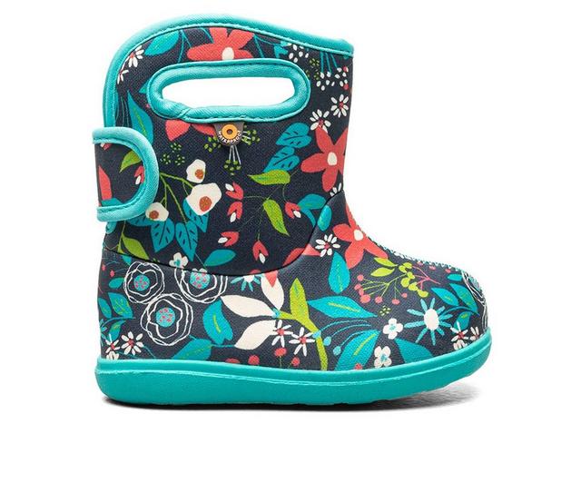 Girls' Bogs Footwear Toddler Baby Bogs Floral Rain Boots in Ink blue Multi color