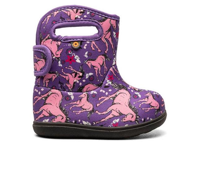 Girls' Bogs Footwear Toddler Baby Bogs Floral Rain Boots in Violet Multi color
