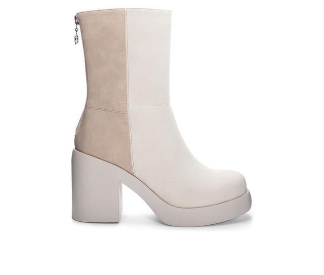Women's Dirty Laundry Grooves Heeled Booties in Bone color