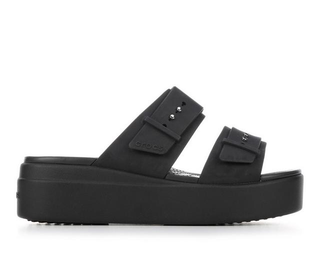 Women's Crocs Brooklyn Low Buckle Platform Sandals in Black color