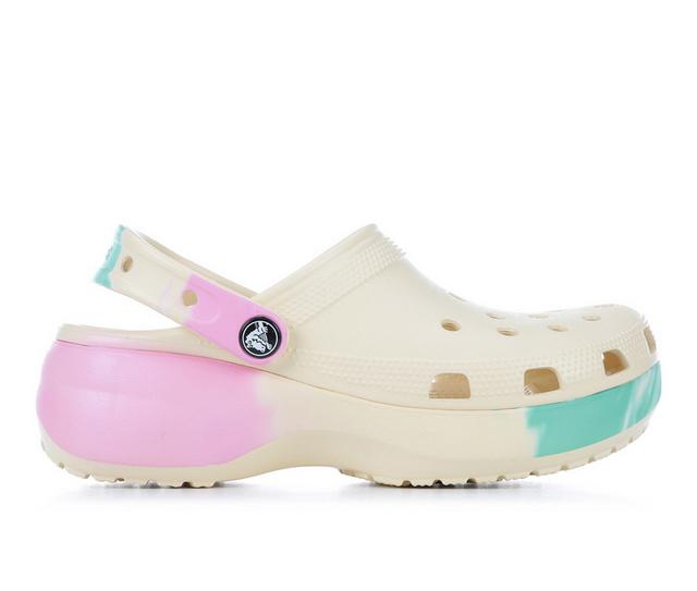 Women's Crocs Classic Platform Ombre Clogs in Vanilla/Multi color