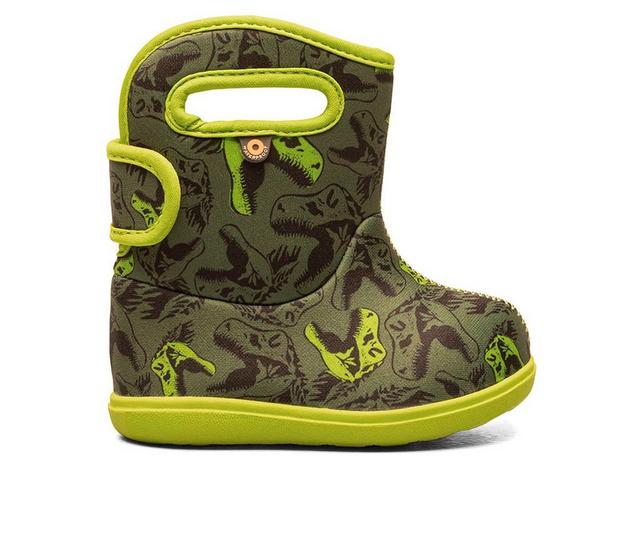 Boys' Bogs Footwear Toddler Baby Bogs II Dino Rain Boots in Dark Green Mult color