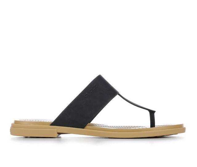 Women's Crocs Tulum Flip Sandals in Black/Tan color