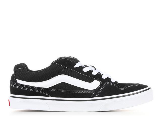 Men's Vans Caldrone Skate Shoes in Black/White SUE color