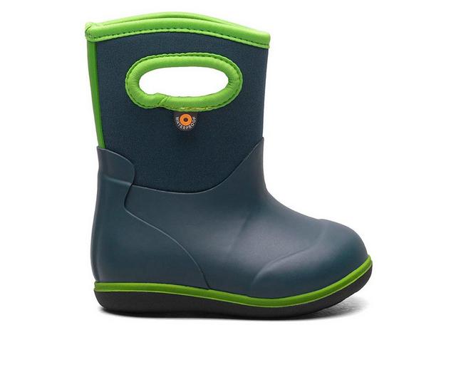 Boys' Bogs Footwear Todller Baby Bogs Classic Rain Boots in Navy Green color