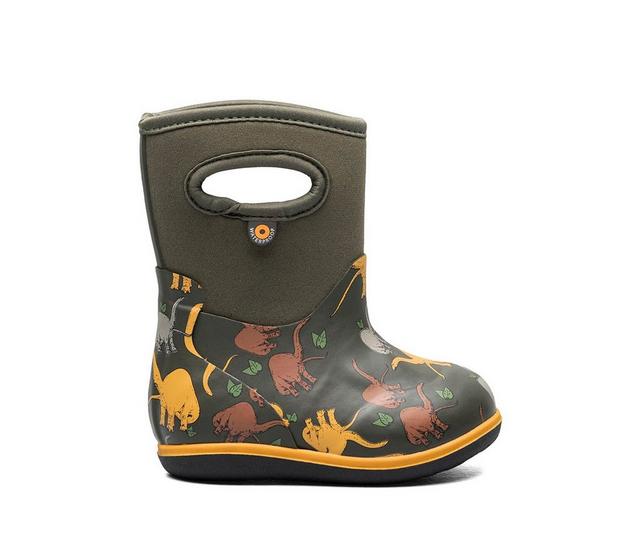 Boys' Bogs Footwear Toddler Baby Classic Good Dino Rain Boots in Green Multi color