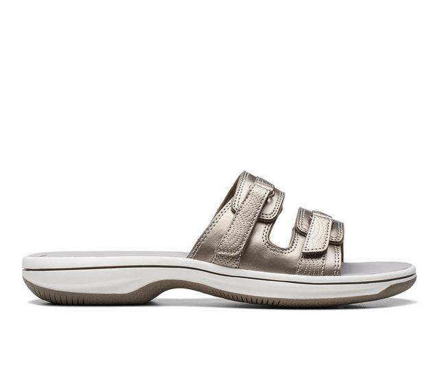 Women's Clarks Breeze Piper Sandals in Pewter color