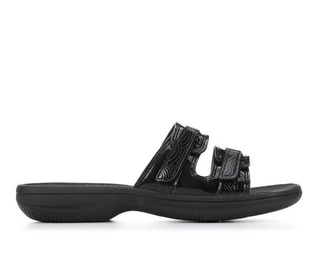 Women's Clarks Breeze Piper Sandals in Black Patent color