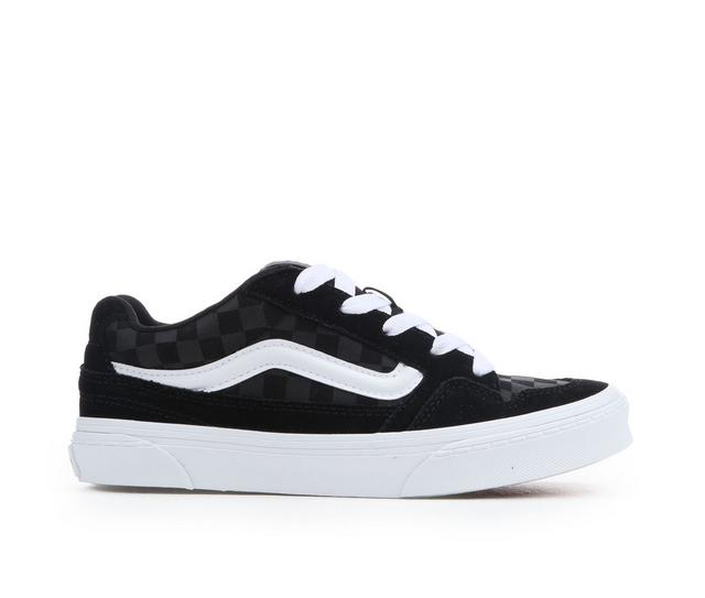 Boys' Vans Little Kid & Big Kid Caldrone Skate Shoes in Blk/Wht/Check color