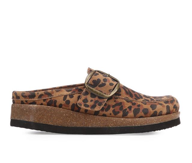 Women's White Mountain Bueno Clogs in Brown Leopard color