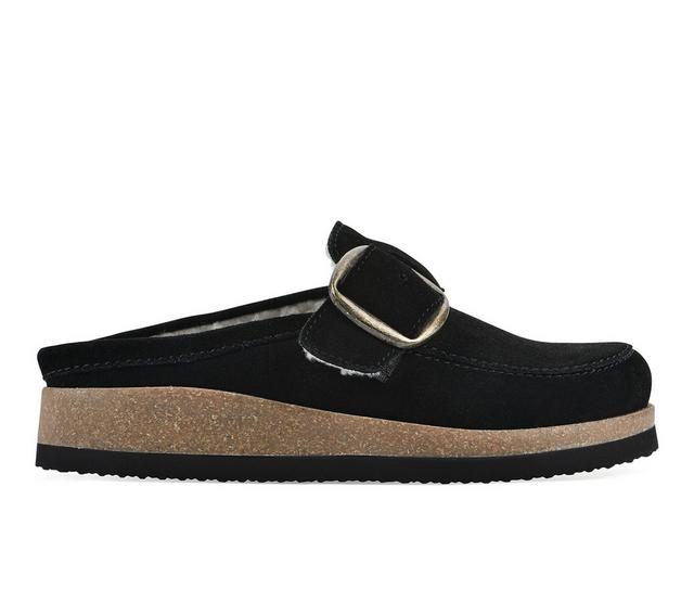 Women's White Mountain Bueno Clogs in Black Suede Fur color