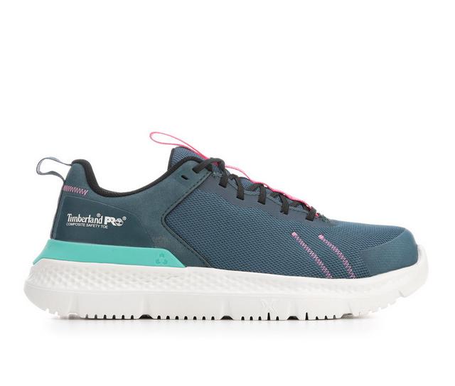 Women's Timberland Pro Setra Comp Toe Safety Shoes in Teal/Pink color