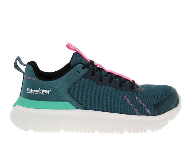 Women's Timberland Pro Setra Comp Toe Safety Shoes in Teal/Pink color