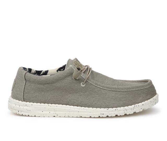 Men's HEYDUDE Wally Stretch Canvas Casual Shoes in Beige color